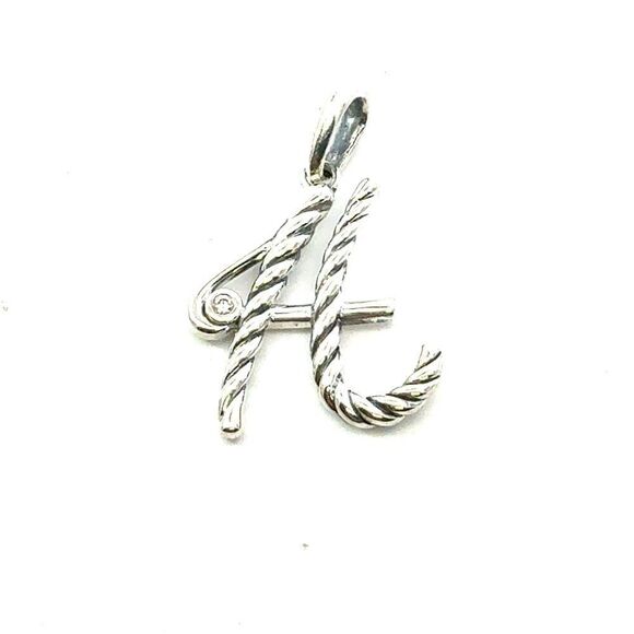 David Yurman Diamond "H" Alphabet Pendant Sterling Silver Estate DY664 - Picture 1 of 3